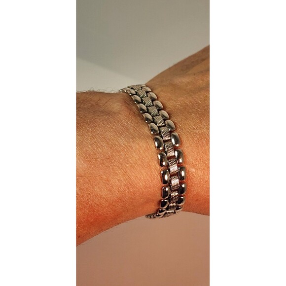 Monet Panther Link Chain Bracelet Silver Tone 7.5 Inch Vintage Signed - Picture 2 of 7